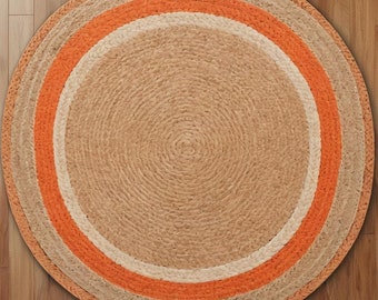 Red Jute Rug / Rugs for Living Room / Circular Rug / Modern Rug / Jute Mats / Area Rug / large garden rugs / Rust Round Rug