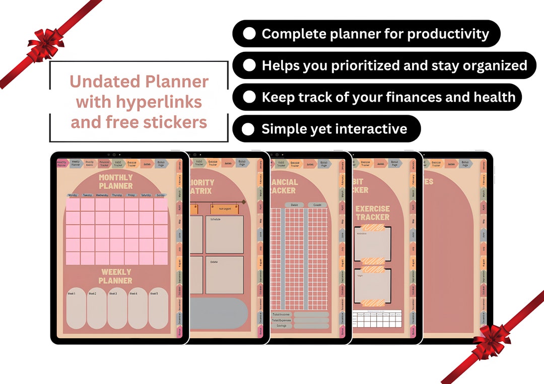 Interactive-undated Productivity Planner (FREE Bonus Page and Sticker ...