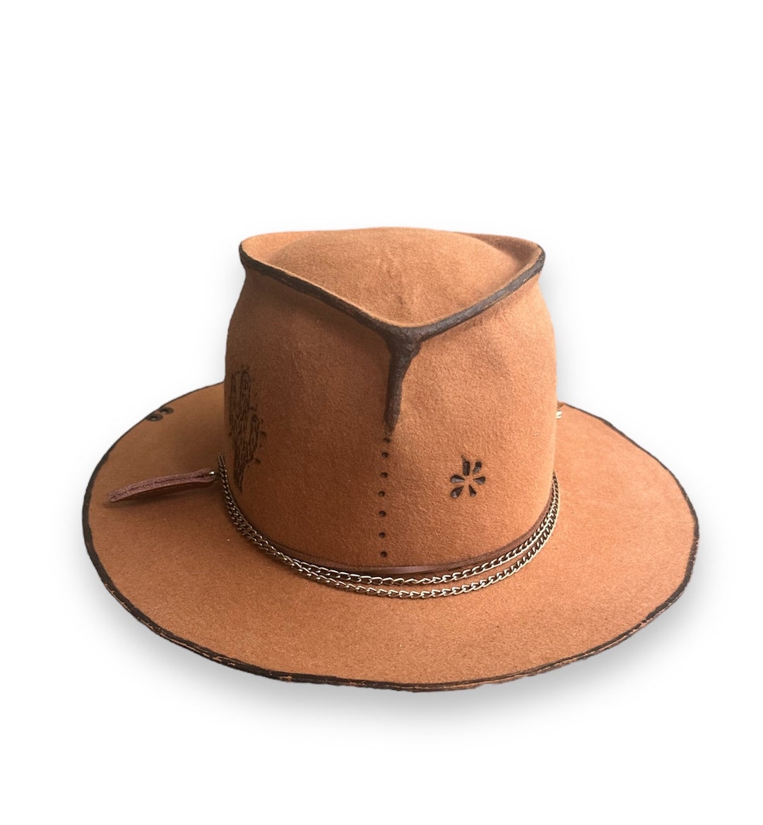 Distress Western Custom Man Hatburning Man Hat/madagascar/ Rabbit Fur ...