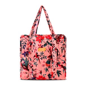 Chic Floral Quilted blockprint Tote bag in Luxe Velvet - Your Elegant Everyday Essentials