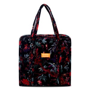 Chic Floral blockprint Quilted Tote bag in Luxe Velvet - Your Elegant Everyday Essentials