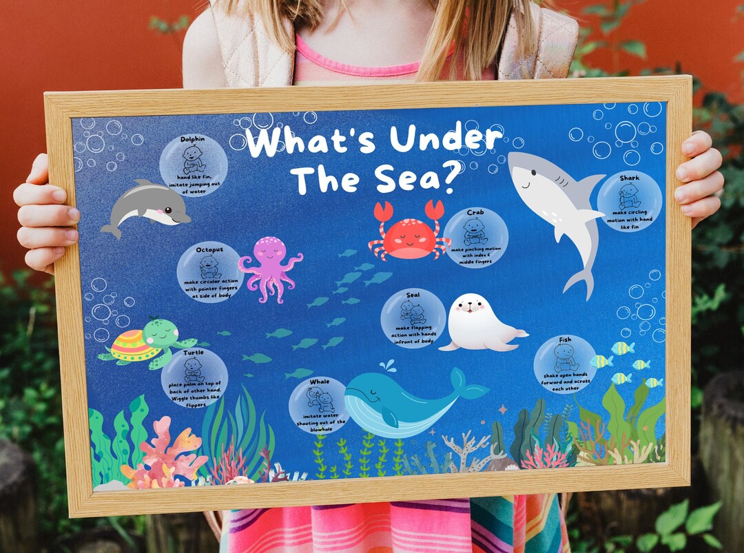 Sign Language Poster, Auslan, Kids Wall Art, Under the Sea Nursery
