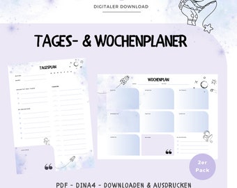 Children's daily & weekly planner "Space"