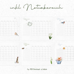 Jahreskalender 2024: 12 Monatskalender Blätter mit unterschiedlichen Motiven und To-Do-Liste zum ausdrucken als PDF.