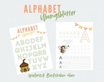 "Fairy" worksheets: Primary school preparation, learning the alphabet, first writing exercises, ABC tracing, uppercase letter template