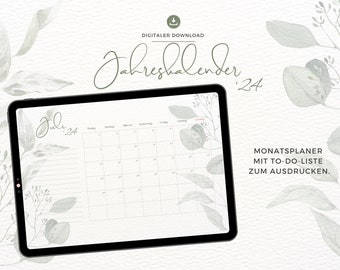 Annual calendar 2024 "Botanic" with to-do list