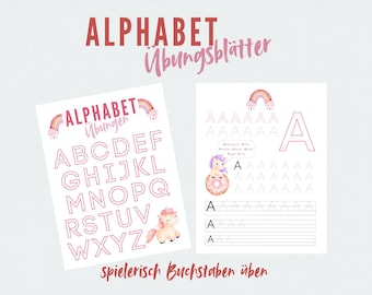 ABC Worksheets: First Alphabet Writing Exercises for Preschool & Kindergarten, Letters to Trace, Uppercase Letter Template, Unicorn