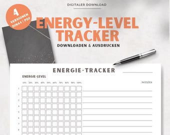 Energy Tracker for printing – Energy Tracker as PDF (instant download)