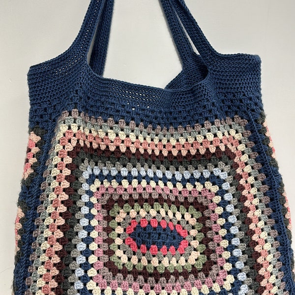 Bolso de hombro para mujer hecho de lana, colorido bolso de hombro cuadrado de ganchillo en estilo retro, bolso de playa, bolso de compras y de mercado con forro