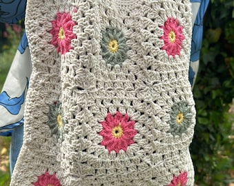 Handmade Daisy Crochet Shoulder Bag with Coin Purse - Summer Crochet Bag for Women Chic Summer Crochet Handbag Set