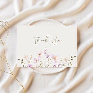 Watercolor Floral Thank You Card Template for Wedding, Birthday or Business | Editable on Canva | Printable and Digital | Instant Download