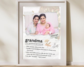 Grandma Photo Gift - Personalized Grandma Definition Print, Grandmother Gift, Mothers Day / Birthday Gift, Printable Grandma Poster