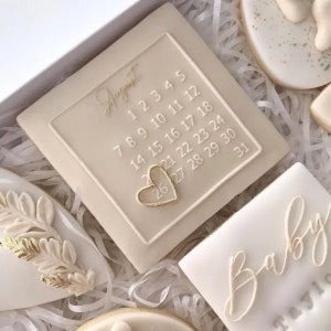 Calendar Cookie Stamp & Cookie Cutter Save the Date Wedding Embosser
