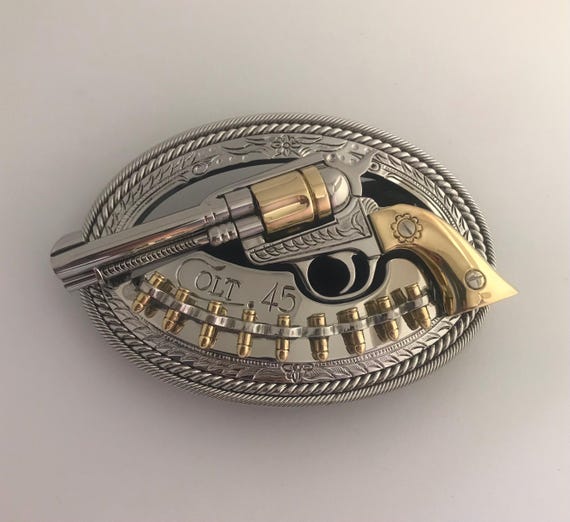 Made by order Mem Belt Buckle Handmade Stainless steel Westen Style GUN COLT.45
