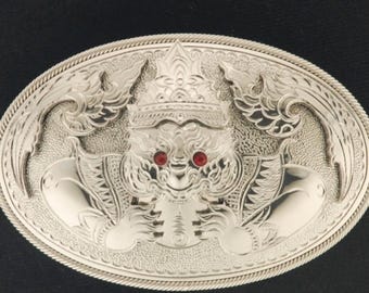 Hebilla de cinturón Mem hecha por encargo, acero inoxidable hecho a mano, Phra Rahu