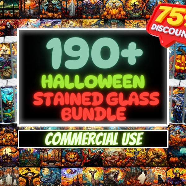 Mystic Moonlight: 190+ Halloween Stained Glass Bundle for Unique Creations! Straight, Tapered & Square design