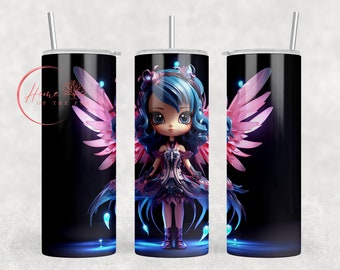 Bright Halloween Fairy Tumbler Sublimation Design Fall Fairy 20oz Skinny Tumbler PNG Digital Download, Straight and Tapered Tumbler Wrap PNG