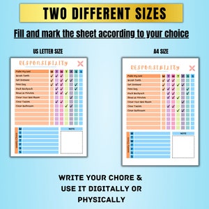 Responsibility Chore Chart for Kids Kids Daily Responsibilities Chart ...