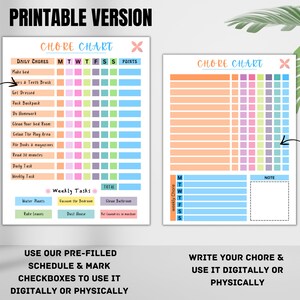 Kids Daily Responsibilities Chart Printable Daily Routine Kids Chore ...