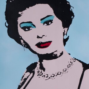 Sophia Loren handpulled screenprint Light blue