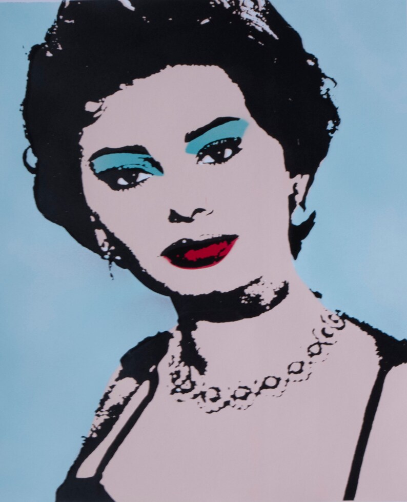 Sophia Loren handpulled screenprint Light blue