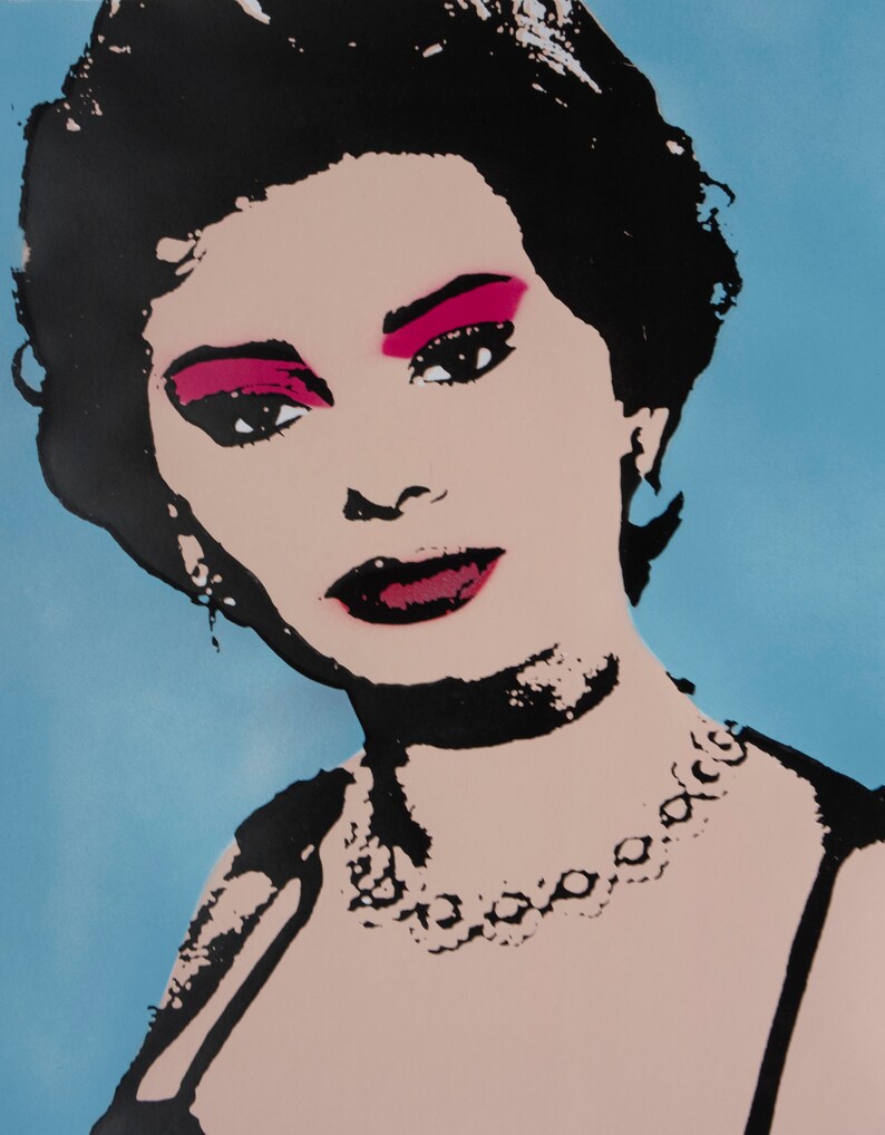 Sophia Loren handpulled screenprint dark blue