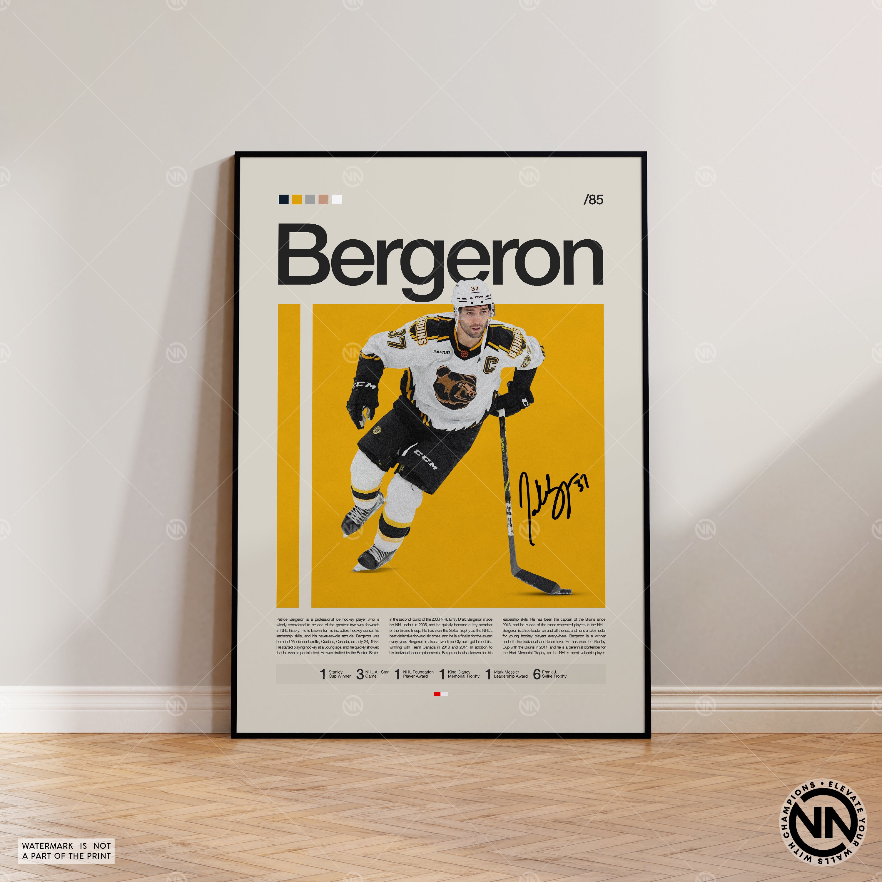  Sports Decor Patrice Bergeron Puck - Captain Jersey Stitch :  Sports & Outdoors