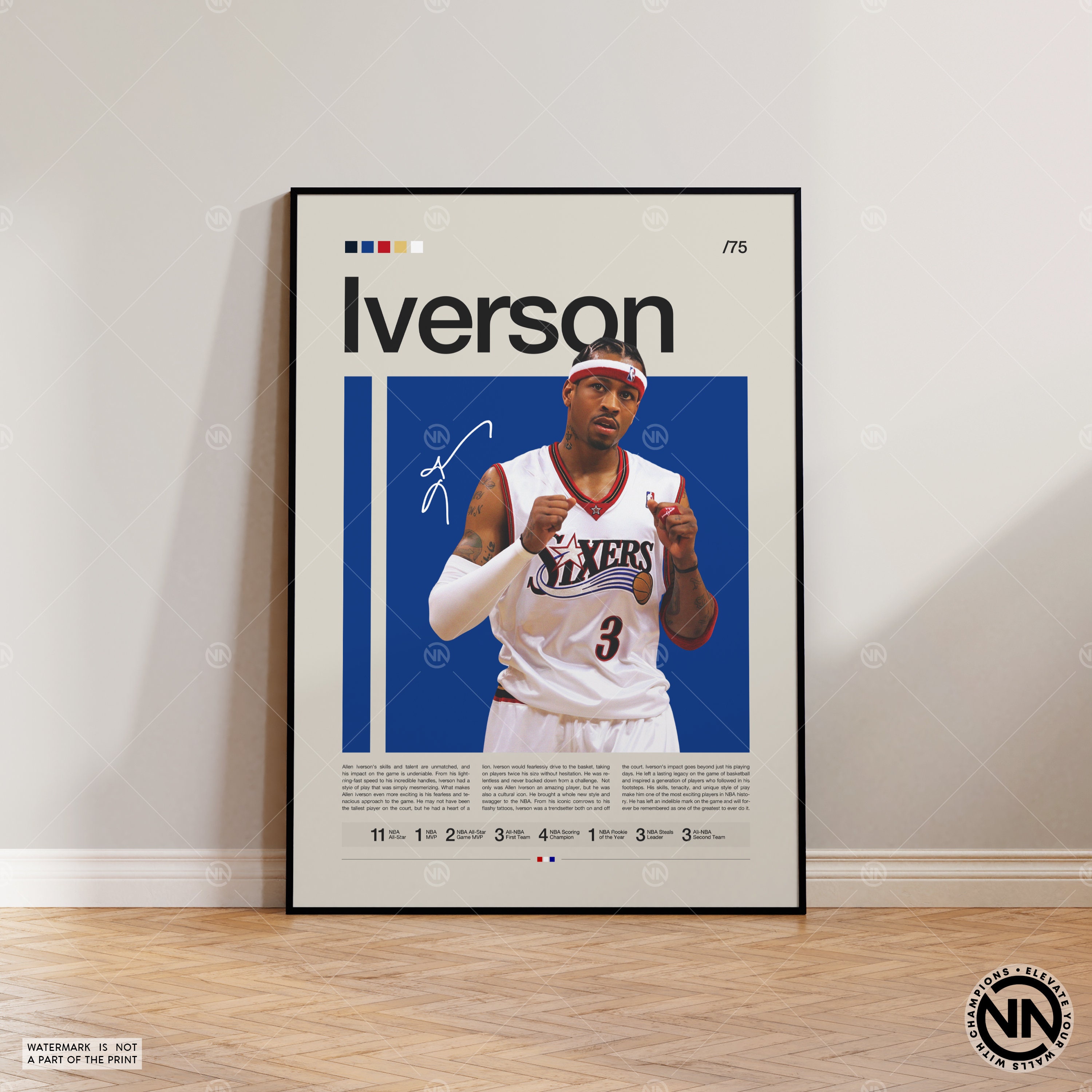 Allen Iverson Jersey History Poster for Sale by WalkDesigns