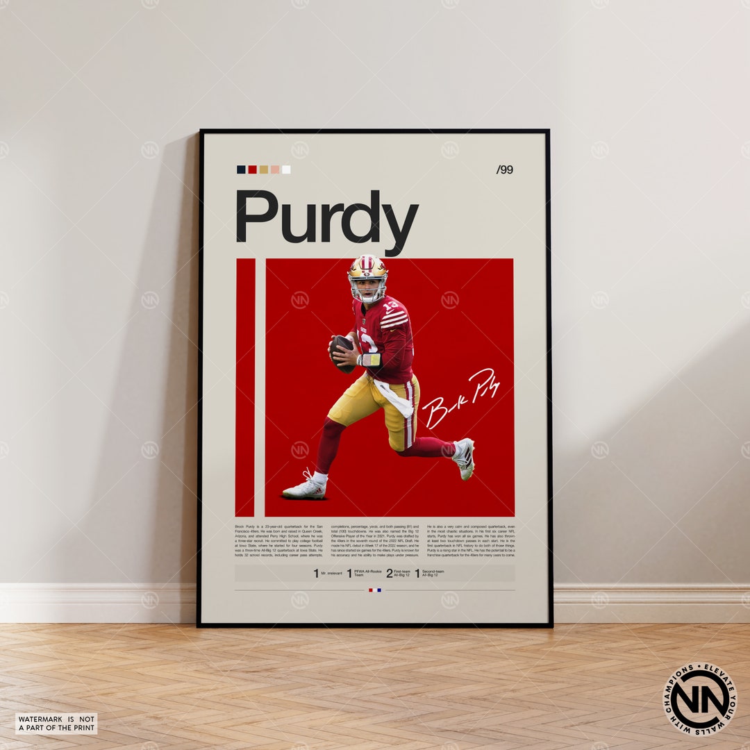 Brock Purdy Poster, San Francisco 49ers Poster, NFL Poster, Sports