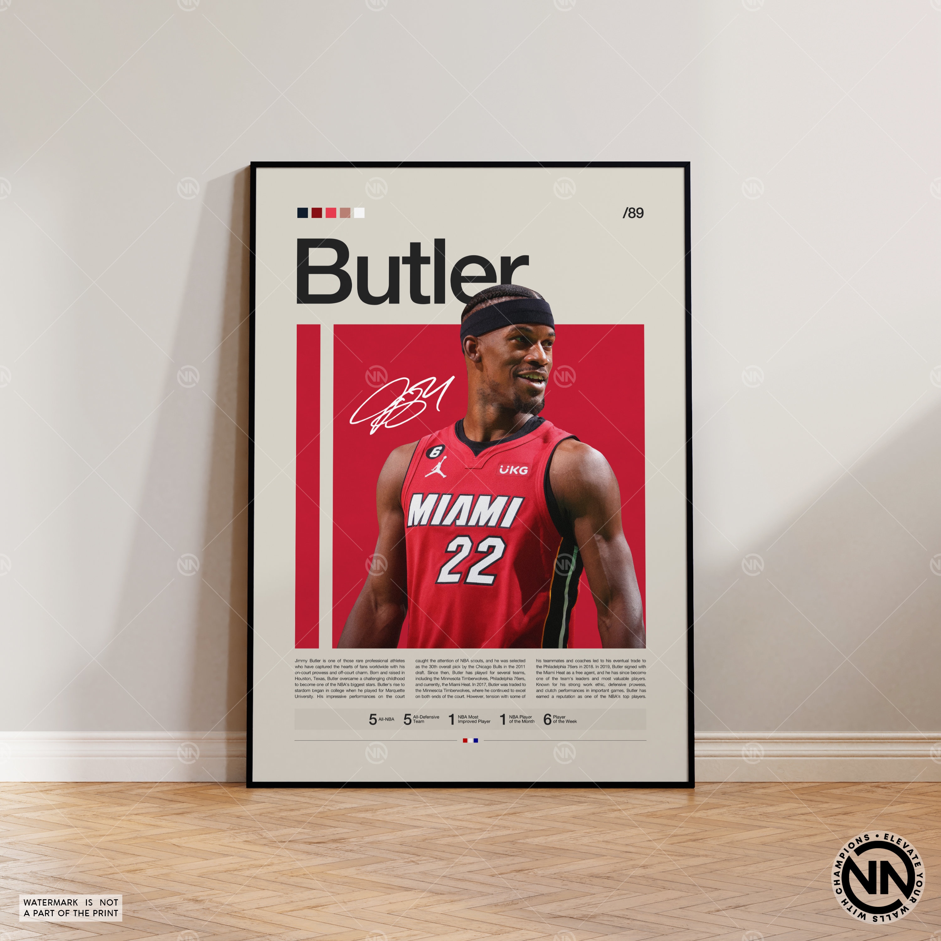 Men's Jordan Brand Jimmy Butler Red Miami Heat 2022/23 Statement Edition Name & Number T-Shirt Size: Extra Small