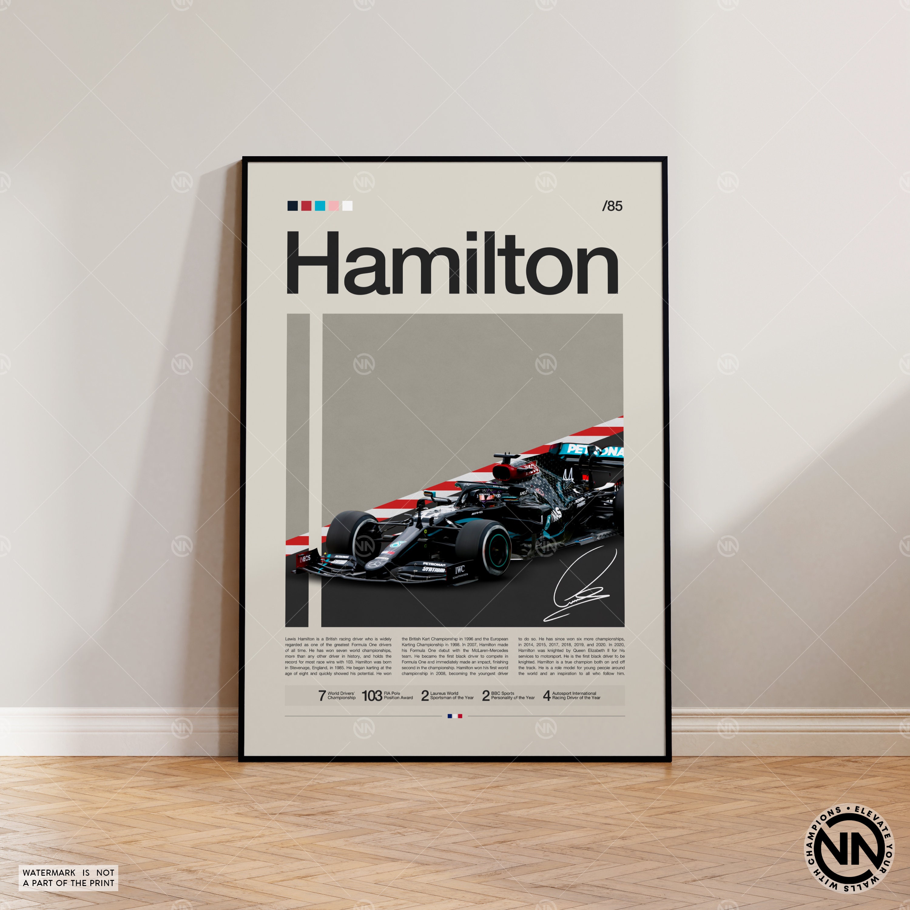 AAHARYA Lewis Hamilton F1 Car Poster Art Wall Decor (7) Canvas Painting  Posters And Prints Wall Art Pictures for Living Room Bedroom Decor