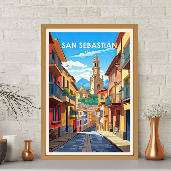 San Sebastian Poster, San Sebastian Print, San Sebastian Art, Spain Art, Abstract Art, Travel Gift, Travel Art, Cityscape Painting, Home Art