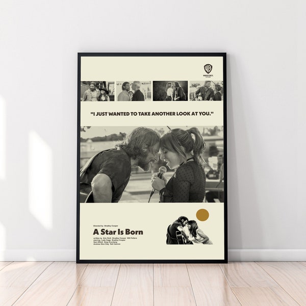 A Star Is Born Poster, A Star Is Born Print, Bradley Cooper, Minimalist Poster, Movie Print, Midcentury Poster, Vintage Poster, Wall Decor