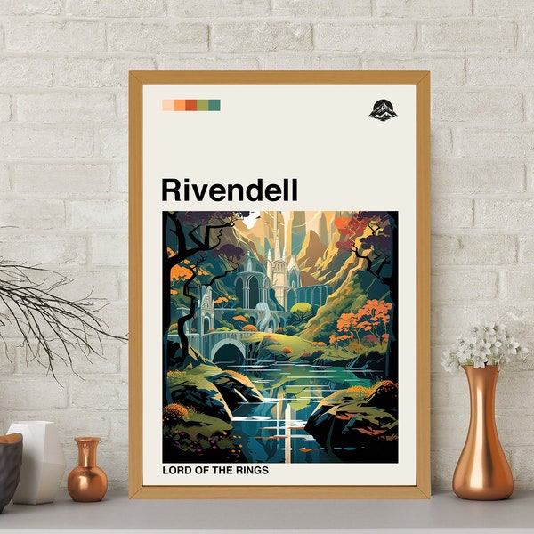 Rivendell - The Lord Of The Rings, Midcentury Art, Minimalist Art, Vintage Poster, Modern Art, High Quality, Home Decor, Gifts For Him