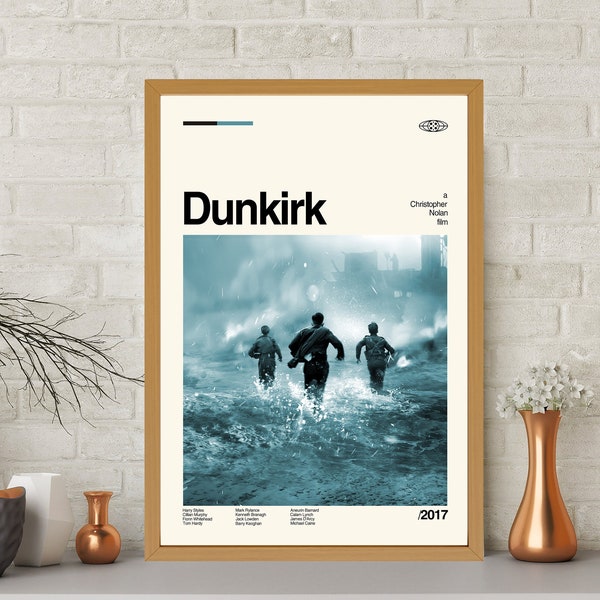 Dunkirk Poster, Christopher Nolan, Retro Movie Poster, Midcentury Art, Retro Poster, Minimalist Art, Vintage Poster, Wall Decor, Gifts Men