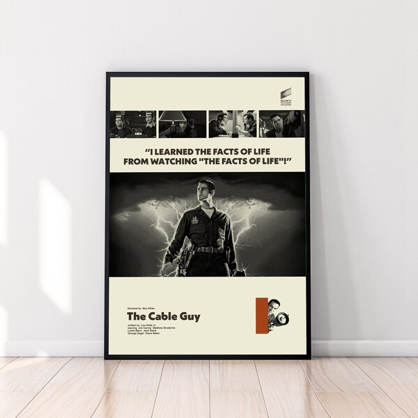 The Cable Guy Poster, The Cable Guy Print, Ben Stiller, Midcentury Art, Retro Movie Poster, Retro Poster, Minimalist Art, Wall Decor