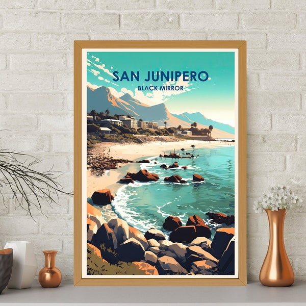 San Junipero Poster, Black Mirror Poster, Movie Poster, Modern Poster, Minimalist Wall Art, Home Decor, Midcentury Poster, Wall Art Print