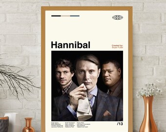 Hannibal Movie Poster, Bryan Fuller, Vintage Poster, Modern Art, Midcentury Print, Wall Art, Custom Poster, Minimalist Art, Wall Decor