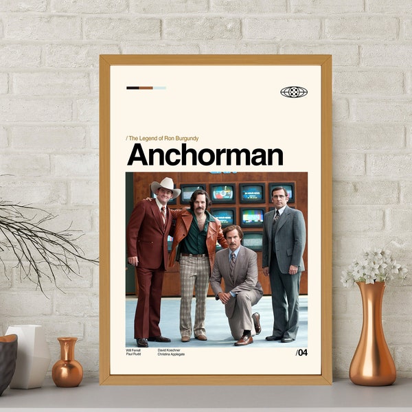 Anchorman Movie Poster, Anchorman Print, Movie Poster, Minimalist Art, Vintage Poster, Modern Art, Midcentury Poster, High Quality, Wall Art