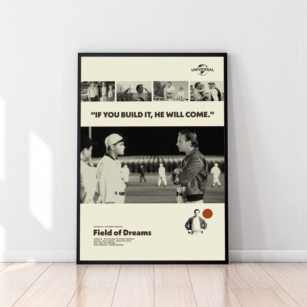 Field of Dreams Poster, Phil Alden Robinson, Retro Movie Poster, Vintage Poster, Minimalist Art, Midcentury Poster, Modern Art, Wall Decor