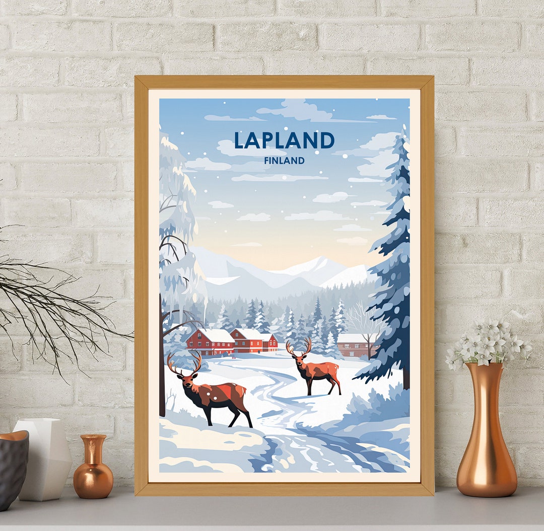 Lapland Travel Poster Lapland Print Lapland Art Finland Etsy