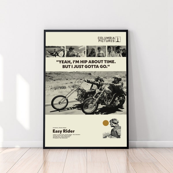 Easy Rider Poster, Dennis Hopper, Easy Rider Print, Retro Poster, Midcentury Poster, Retro Poster, Minimalist Art, Vintage Poster, Wall Art