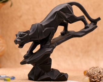 Statue animale de conception de diamant fabriquée à la main panthère noire pour le salon de HomeDecor
