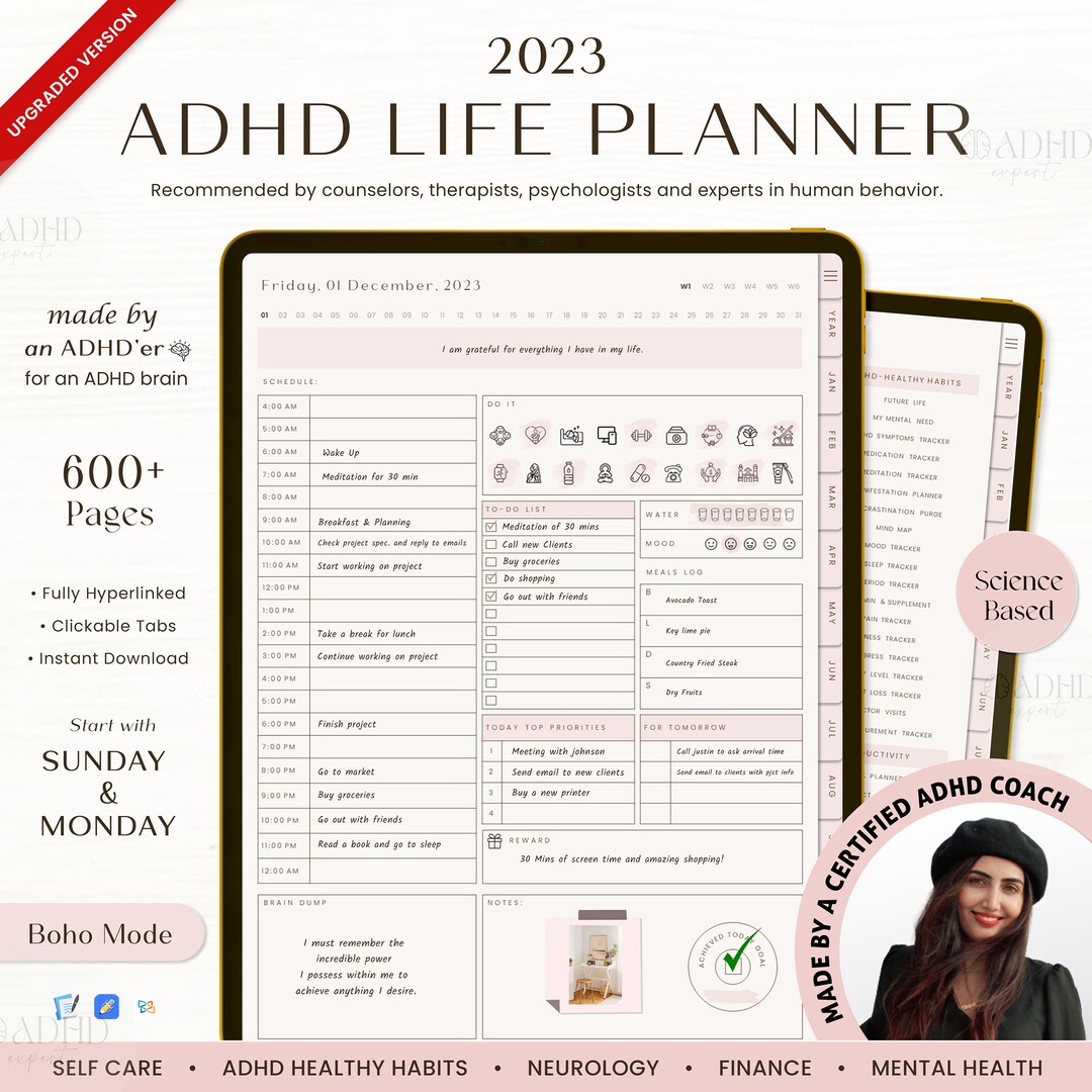 ADHD Digital Planner made by an ADHD Coach for Goodnotes - Etsy Canada