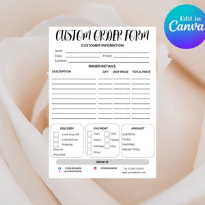 Editable Order Form Template, Modern Order Form, Small Business Forms ...