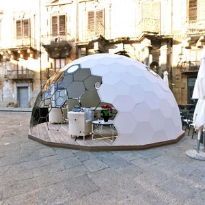 Geodetische koepel 7 meter hoge acryl- en polycarbonaatkoepel voor glamping met lasersnijden Digitale plattegronden/werktekeningen/DIY-bouwplannen.