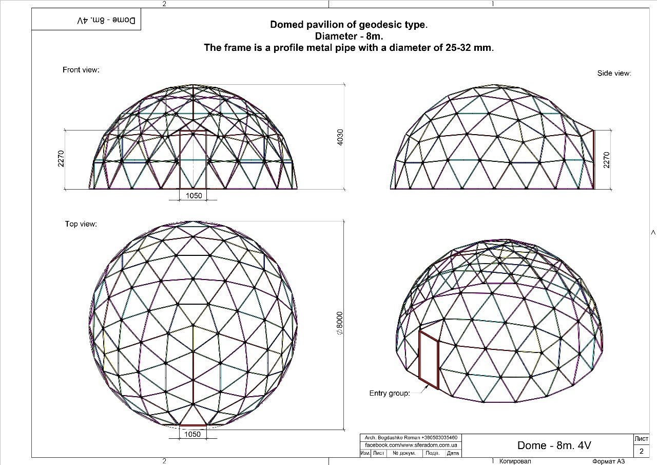 8 Meter Diameter Geodesic Dome Structure Building Drawings/diy/ Digital ...