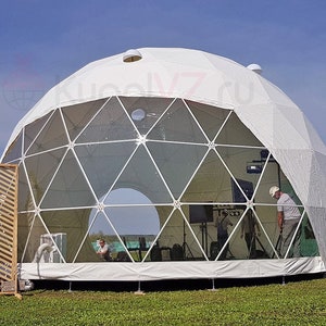Geodetische koepelstructuur met een diameter van 9 meter, bouwtekeningen voor Cob, Adobe, thach, houten bekleding