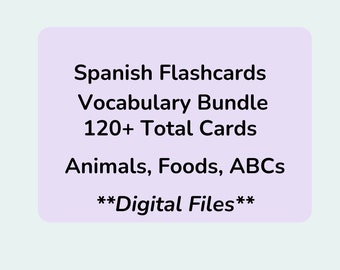 Spanish Flashcard Bundle 120+ Cards| Spanish Flashcards for kids| Español flashcards
