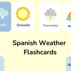 Spanish Weather Flashcards | Teach Kids Spanish | Español Learning| Bilingual Kids